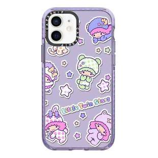 For iPhone 12 mini Simple Illustration Pattern Full Coverage Phone Case(Twin Stars C)