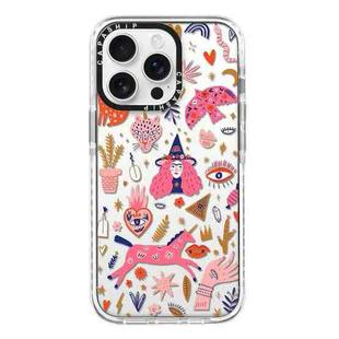 For iPhone 13 Pro Simple Illustration Pattern Full Coverage Phone Case(Girl Stickers A)