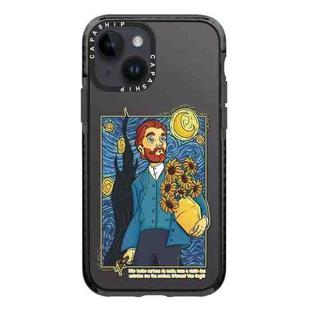 For iPhone 14 Simple Illustration Pattern Full Coverage Phone Case(Starry Sky A)