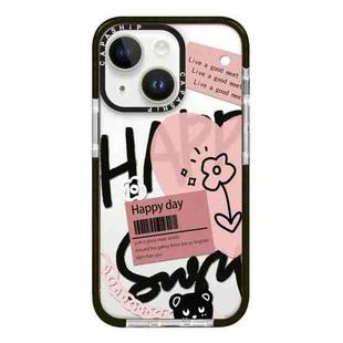 For iPhone 15 Simple Illustration Pattern Full Coverage Phone Case(Happy Every Day A)