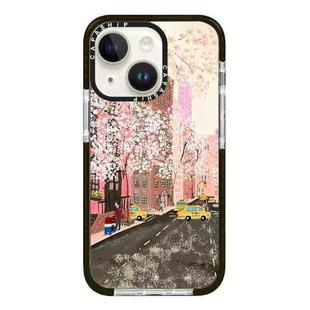 For iPhone 15 Plus Simple Illustration Pattern Full Coverage Phone Case(Spring Scene B)