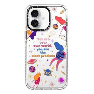 For iPhone 16 Simple Illustration Pattern Full Coverage Phone Case(Love Yourself A)