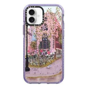 For iPhone 16 Simple Illustration Pattern Full Coverage Phone Case(Spring Scene A)