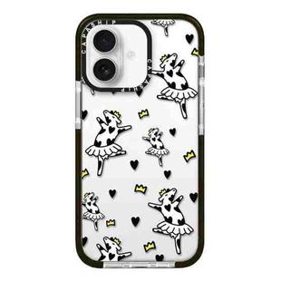 For iPhone 16 Plus Simple Illustration Pattern Full Coverage Phone Case(Funny Cow B)