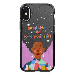 For iPhone X / XS Simple Illustration Pattern Full Coverage Phone Case(Love Yourself B)