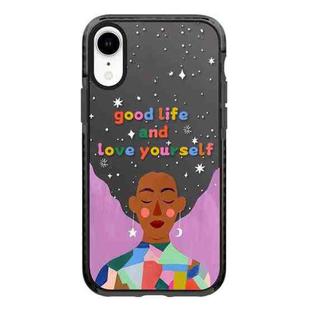 For iPhone XR Simple Illustration Pattern Full Coverage Phone Case(Love Yourself B)