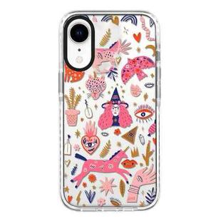 For iPhone XR Simple Illustration Pattern Full Coverage Phone Case(Girl Stickers A)