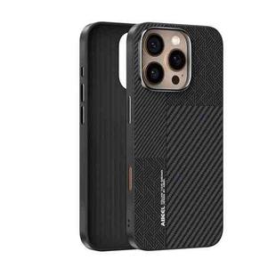 For iPhone 16 Pro ABEEL 6D Micro Relief MagSafe Magnetic Phone Case(Carbon Fiber Black)