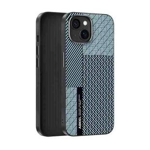 For iPhone 14 Plus ABEEL 6D Micro Relief MagSafe Magnetic Phone Case(Carbon Fiber Blue)