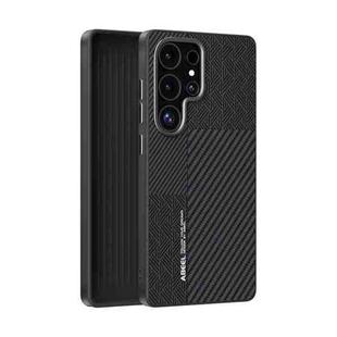 For Samsung Galaxy S25 Ultra 5G ABEEL 6D Micro Relief MagSafe Magnetic Phone Case(Carbon Fiber Black)