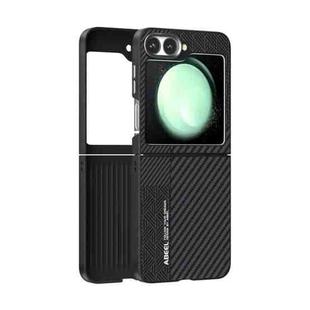 For Samsung Galaxy Z Flip6 5G ABEEL 6D Micro Relief MagSafe Magnetic Phone Case(Carbon Fiber Black)