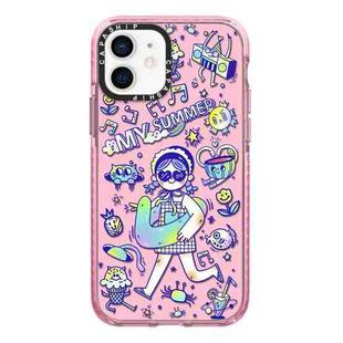 For iPhone 12 Simple Illustration Pattern Full Coverage Phone Case(Summer Vacation A)