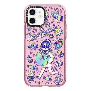 For iPhone 12 mini Simple Illustration Pattern Full Coverage Phone Case(Summer Vacation A)