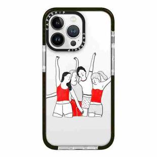 For iPhone 12 Pro Simple Illustration Pattern Full Coverage Phone Case(Happy Friend B)