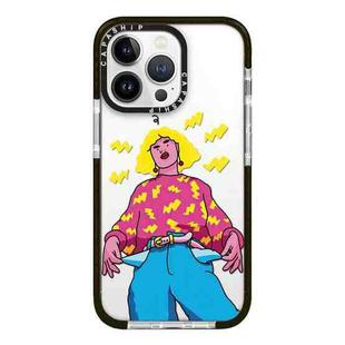 For iPhone 12 Pro Simple Illustration Pattern Full Coverage Phone Case(Personality Girl C)