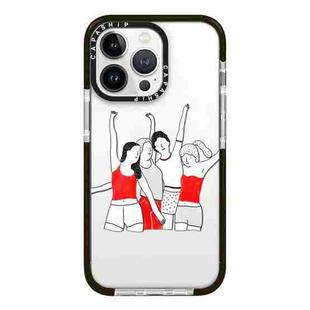 For iPhone 12 Pro Max Simple Illustration Pattern Full Coverage Phone Case(Happy Friend B)