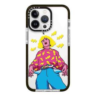 For iPhone 12 Pro Max Simple Illustration Pattern Full Coverage Phone Case(Personality Girl C)