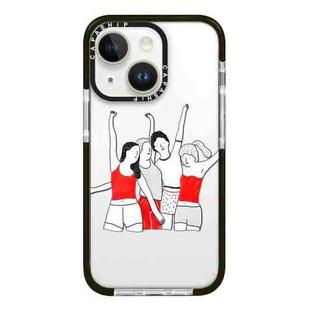 For iPhone 13 Simple Illustration Pattern Full Coverage Phone Case(Happy Friend B)