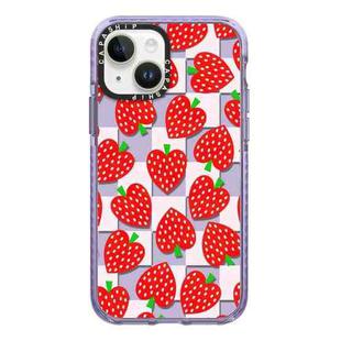 For iPhone 13 Simple Illustration Pattern Full Coverage Phone Case(Love Strawberry)