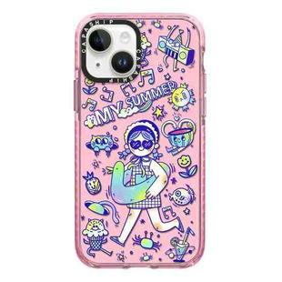 For iPhone 13 Simple Illustration Pattern Full Coverage Phone Case(Summer Vacation A)