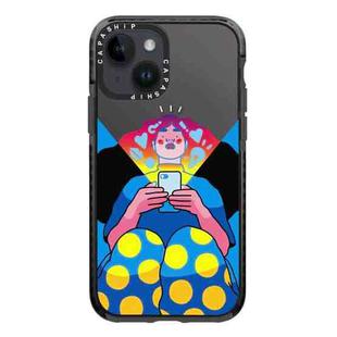 For iPhone 13 mini Simple Illustration Pattern Full Coverage Phone Case(Personality Girl A)