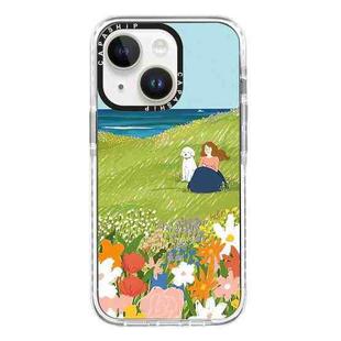 For iPhone 14 Simple Illustration Pattern Full Coverage Phone Case(Spring Scene D)