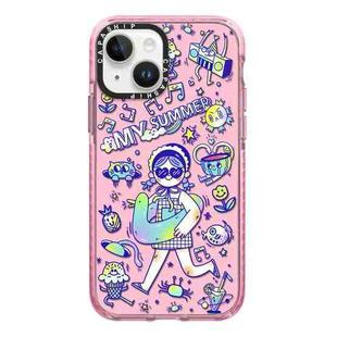 For iPhone 14 Simple Illustration Pattern Full Coverage Phone Case(Summer Vacation A)