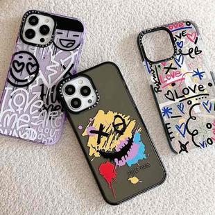 For iPhone 14 Plus Simple Illustration Pattern Full Coverage Phone Case(Graffiti Letters A)