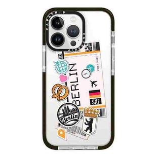 For iPhone 14 Pro Max Simple Illustration Pattern Full Coverage Phone Case(Travel Ticket A)