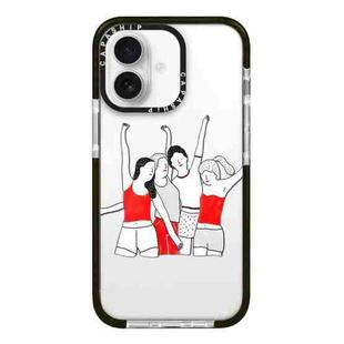 For iPhone 16 Simple Illustration Pattern Full Coverage Phone Case(Happy Friend B)