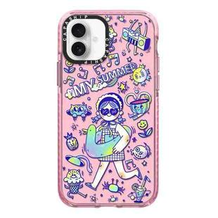 For iPhone 16 Simple Illustration Pattern Full Coverage Phone Case(Summer Vacation A)