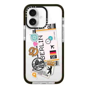 For iPhone 16 Simple Illustration Pattern Full Coverage Phone Case(Travel Ticket A)