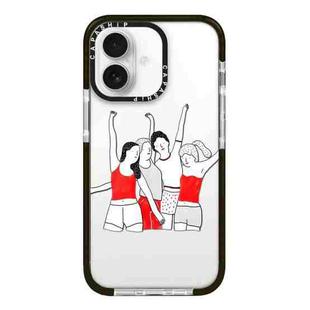 For iPhone 16 Plus Simple Illustration Pattern Full Coverage Phone Case(Happy Friend B)