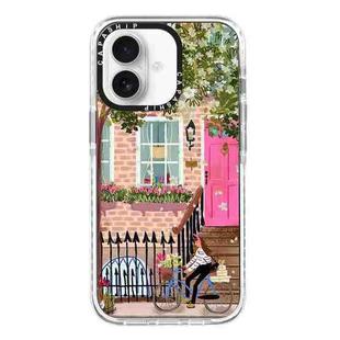 For iPhone 16 Plus Simple Illustration Pattern Full Coverage Phone Case(Spring Scene E)