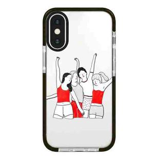 For iPhone X / XS Simple Illustration Pattern Full Coverage Phone Case(Happy Friend B)