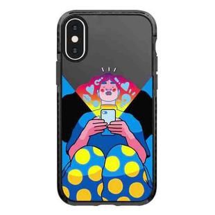 For iPhone X / XS Simple Illustration Pattern Full Coverage Phone Case(Personality Girl A)