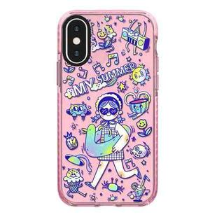 For iPhone X / XS Simple Illustration Pattern Full Coverage Phone Case(Summer Vacation A)