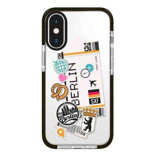 For iPhone X / XS Simple Illustration Pattern Full Coverage Phone Case(Travel Ticket A)