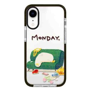 For iPhone XR Simple Illustration Pattern Full Coverage Phone Case(Sleeping Duck A)