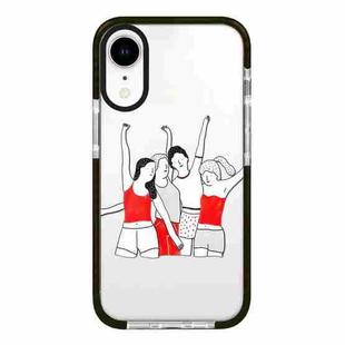 For iPhone XR Simple Illustration Pattern Full Coverage Phone Case(Happy Friend B)