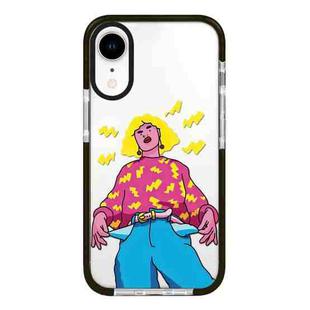 For iPhone XR Simple Illustration Pattern Full Coverage Phone Case(Personality Girl C)