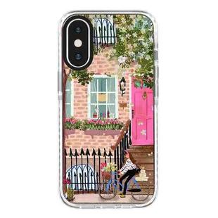 For iPhone XS Max Simple Illustration Pattern Full Coverage Phone Case(Spring Scene E)