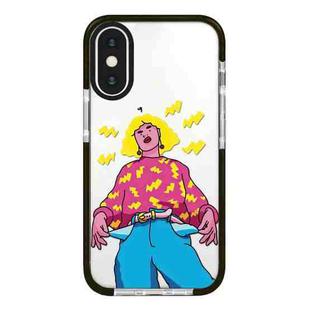 For iPhone XS Max Simple Illustration Pattern Full Coverage Phone Case(Personality Girl C)