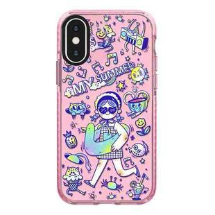 For iPhone XS Max Simple Illustration Pattern Full Coverage Phone Case(Summer Vacation A)