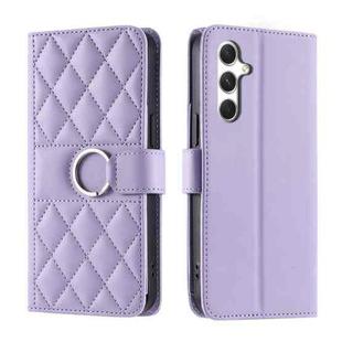 For Samsung Galaxy A35 5G Ring Buckle Rhombic Leather Phone Case(Purple)