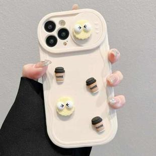 For iPhone 16 Pro Briquettes Sliding Camshield 3D Coffee TPU Phone Case(Beige White)