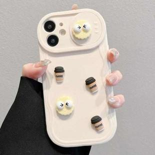 For iPhone 12 Briquettes Sliding Camshield 3D Coffee TPU Phone Case(Beige White)