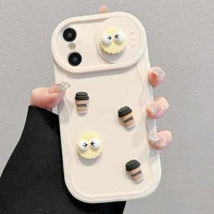 For iPhone X / XS Briquettes Sliding Camshield 3D Coffee TPU Phone Case(Beige White)