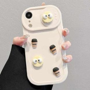 For iPhone XR Briquettes Sliding Camshield 3D Coffee TPU Phone Case(Beige White)