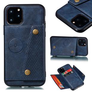 For iPhone 12 mini Leather Protective Case with Holder & Card Slots(Blue)